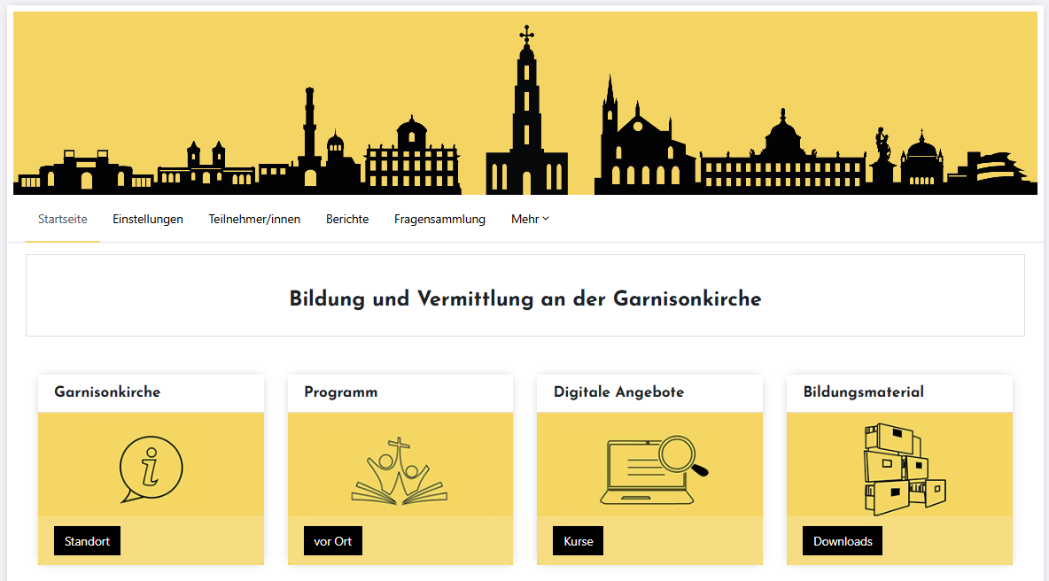 Screenshot der Startseite Bildung und Vermittlung an der Garnisonkirche